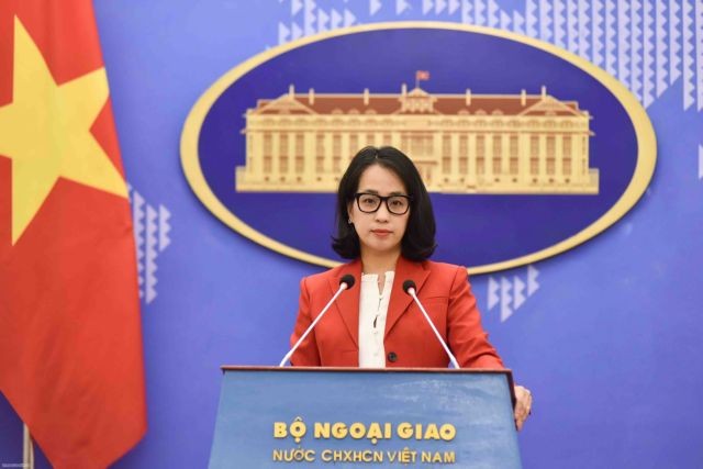 Spokesperson for the Ministry of Foreign Affairs Phạm Thu Hằng at Thursday press briefing. — Photo from the Ministry of Foreign Affairs