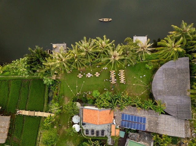 A bird's view of the Field Restaurant in Hội An. It was the first unit in Việt Nam winning the Low-Carbon Tourism Standard certification. Photo courtesy of the Field