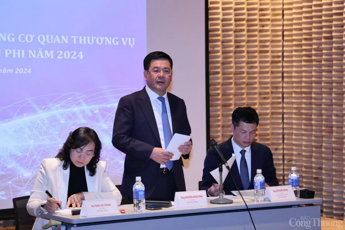 Bộ trưởng Nguyễn Hồng Diên chủ trì Hội nghị Tham tán thương mại khu vực châu Á - châu Phi năm 2024 Chùm ảnh: Hội nghị Tham tán thương mại, Trưởng Cơ quan Thương vụ khu vực châu Á - châu Phi năm 2024