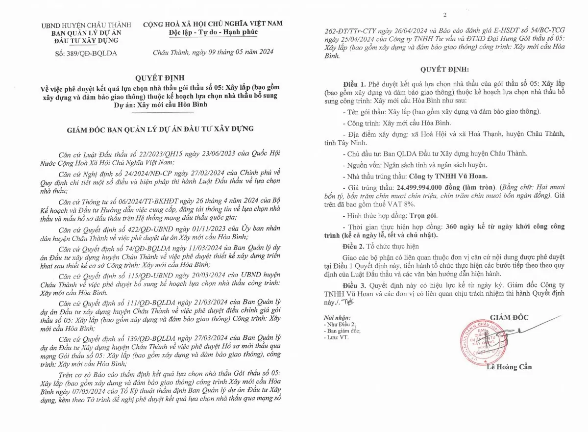 Tây Ninh: Chân dung nhà thầu thi công cầu Hòa Bình vừa bị sụt lún