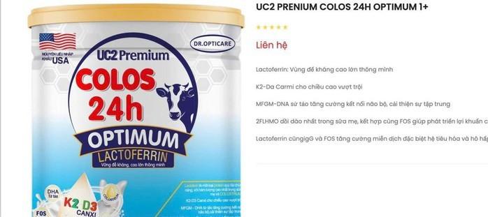 Sản phẩm UC2 Premium Colos 24h Optimum 1+ trên website của công ty. sua1