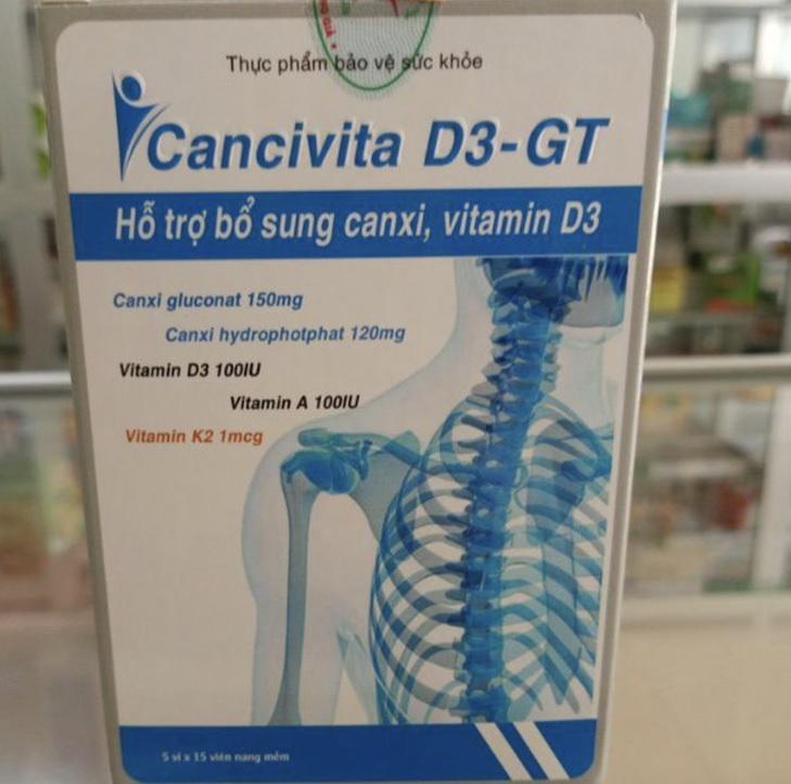 Sản phẩm Cancivita D3-GT được bán tại một hiệu thuốc online. canxin1
