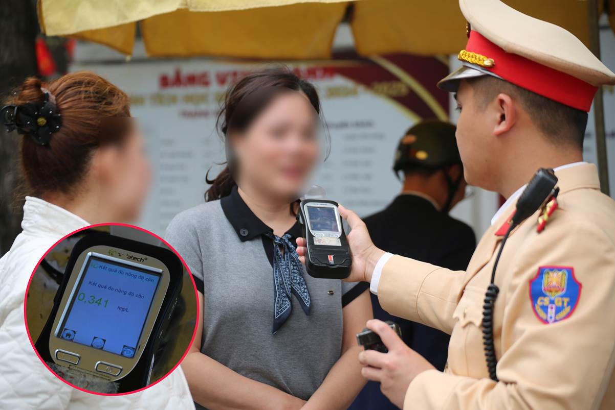 Nữ tài xế bị phát hiện vi phạm nồng độ cồn trưa 23/2.