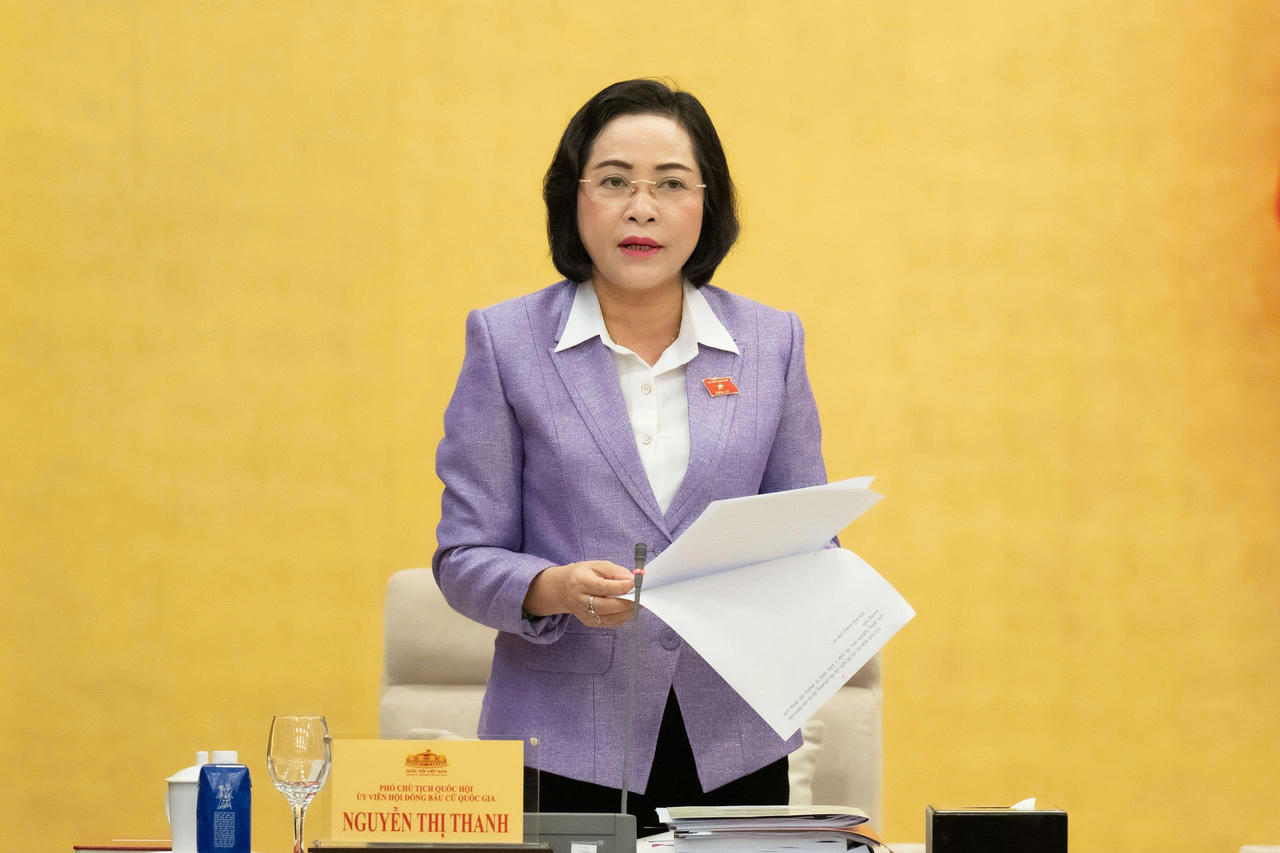 Phó Chủ tịch Quốc hội Nguyễn Thị Thanh, Ủy viên Hội đồng Bầu cử quốc gia phát biểu khai mạc.