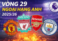 Lịch thi đấu vòng 29 Ngoại hạng Anh 2025/26
