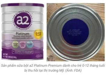 Thu hồi khẩn 3 lô sữa a2 Platinum dành cho trẻ sơ sinh do nguy cơ nhiễm độc tố cereulide