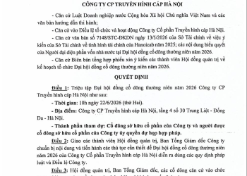Quyết định triệu tập Đại hội đồng cổ đông thường niên 2026