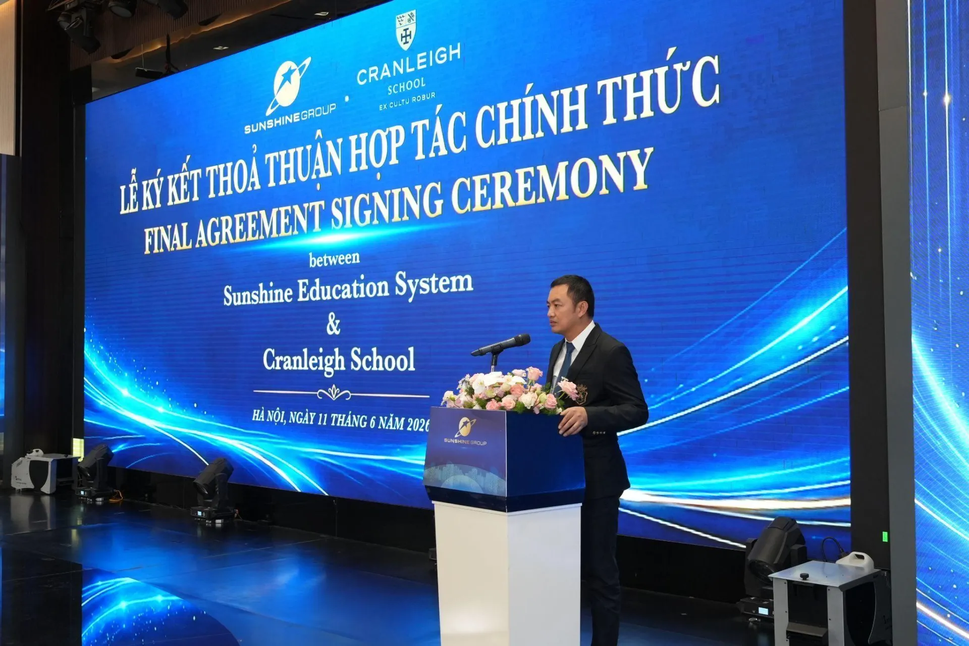 Ông Đỗ Anh Tuấn – Chủ tịch Sunshine Group phát biểu tại Lễ ký kết. Sunshine-Group-2