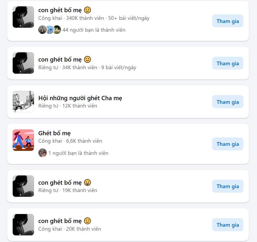Có không ít hội nhóm GHÉT BỐ MẸ